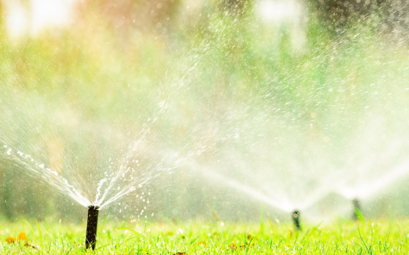 multiple Sprinklers on green grass